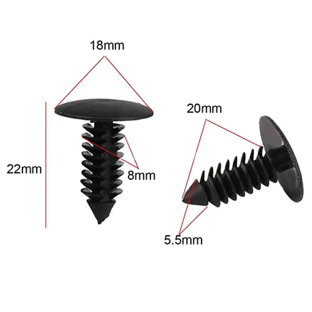 50x Black Nylon Tree Type Push Rivet Car Retainer Clips for Canopy Securing Hole Door Lined Cover Barbs Pin | Автомобили и