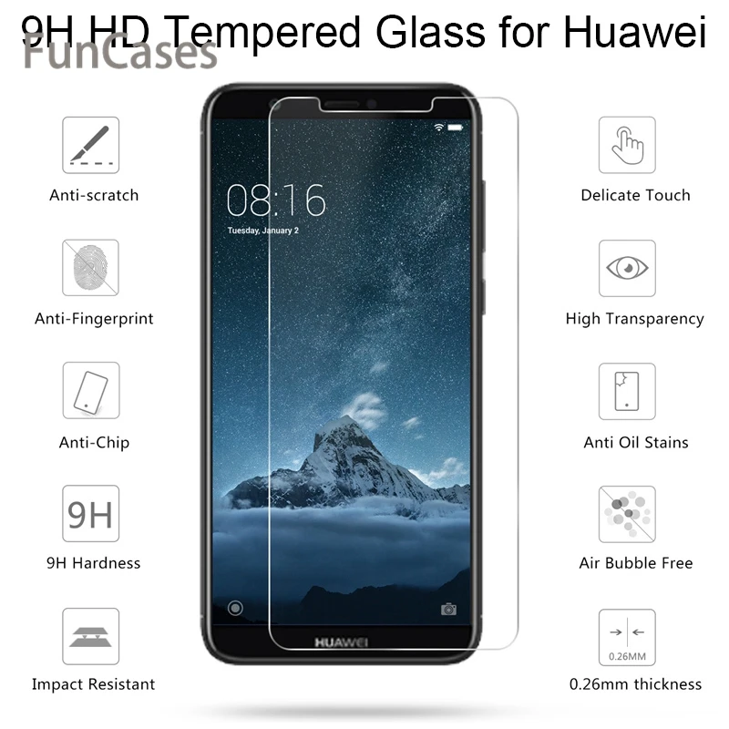 Половинное покрытие из закаленного стекла для huawei Y9 2019 Y7 Prime 2018 Защитное стекло Y6