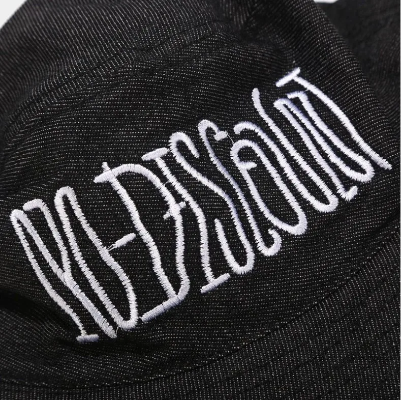 

Denim Embroidery Star Bucket Hat Summer Back Front side Women Man Denim Cap Girls Outdoor Fashion beach Bob Sun Man panama hat