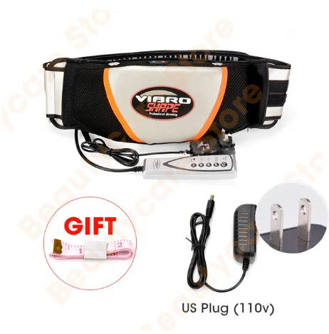 US Plug(110v)black Нагревательный вибрирующий пояс для сауны. Ремни для массажа для похудения. Массажный гибкий Вибрационный Слендер для сжигания жиров, пояс для похудения - Цвет: US Plug(110v)black
