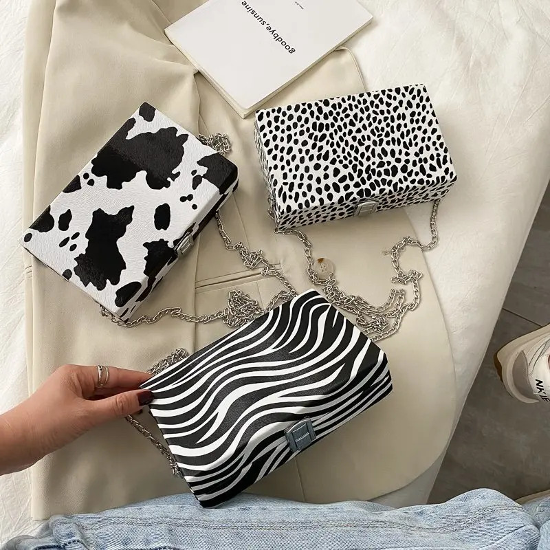 

Ladies mini square bag Cow pattern shoulder bag for women 2020 Fashion leopard crossbody bag Women's handbags daily shopping bag