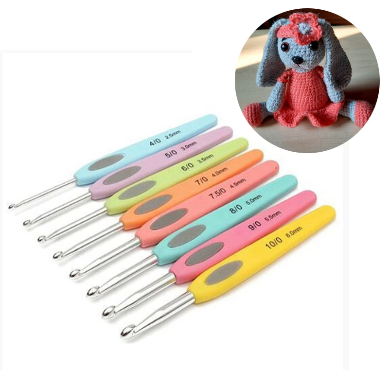 

120 Sets(8 PCS/Set) Plastic Handle Alumina Crochet Hooks Knitting Needles Yarn Sweater Weave Sewing Craft Tools Wholesale K1