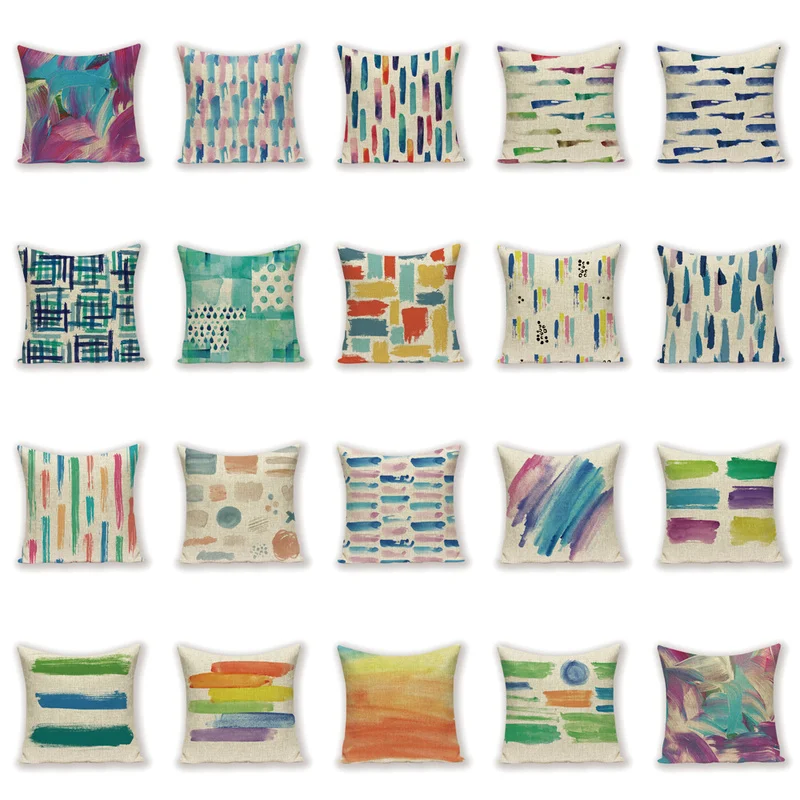 Разноцветный чехол для подушки с абстрактными полосками декоративный украшение