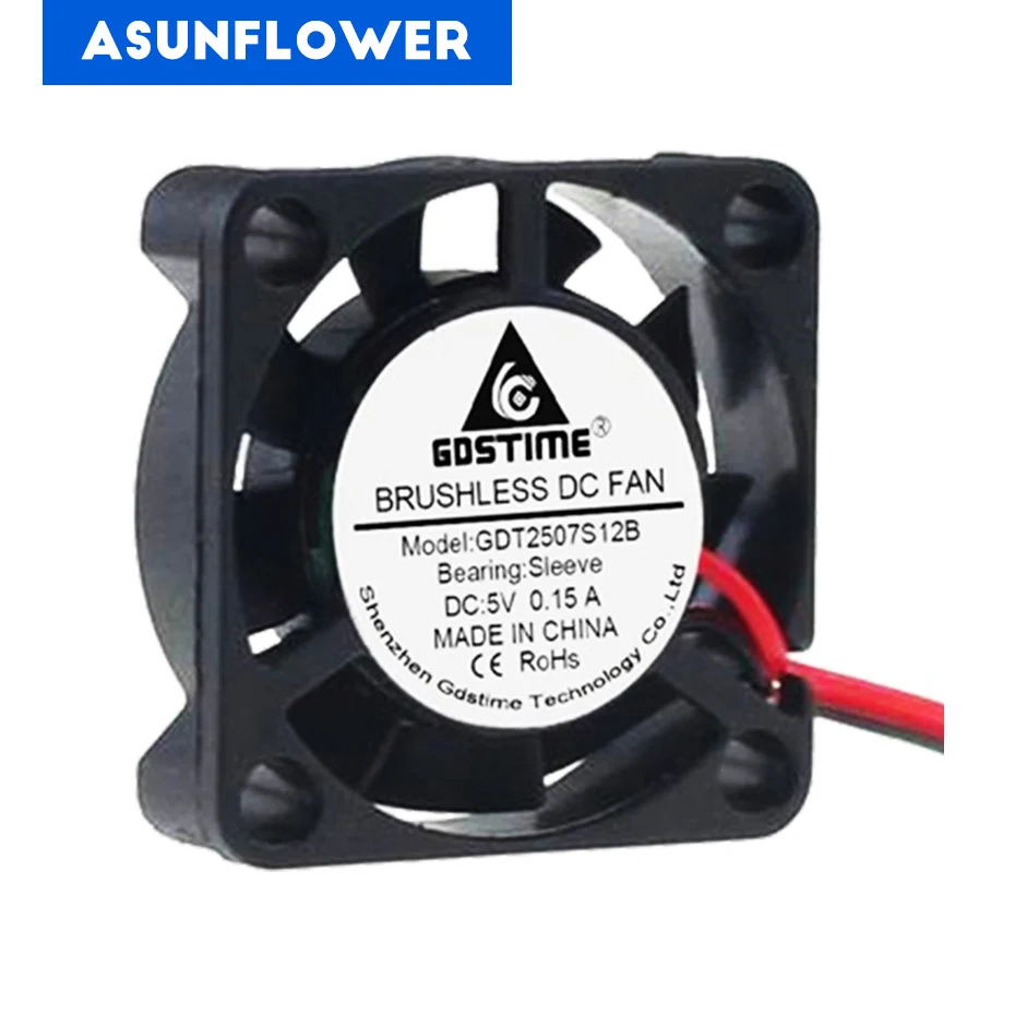 2 шт. 2507 DC 5V 0.15A 25x25x7 мм чехол для ПК Вентилятор pin мини Бесщеточный Кулер Настольный