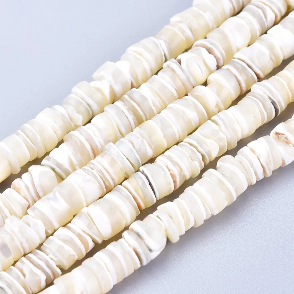 

Flat Round Natural Freshwater Shell Beads Disc Heishi Beads for Jewelry Making DIY Bracelet Accessories about 220~221pcs/strand