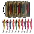 10 шт.корт. 12 г 15 г 20 г приманка для рыбного кальмара деревянные Светящиеся креветки Джиги искусственная приманка с двойной пластиковой коробкой