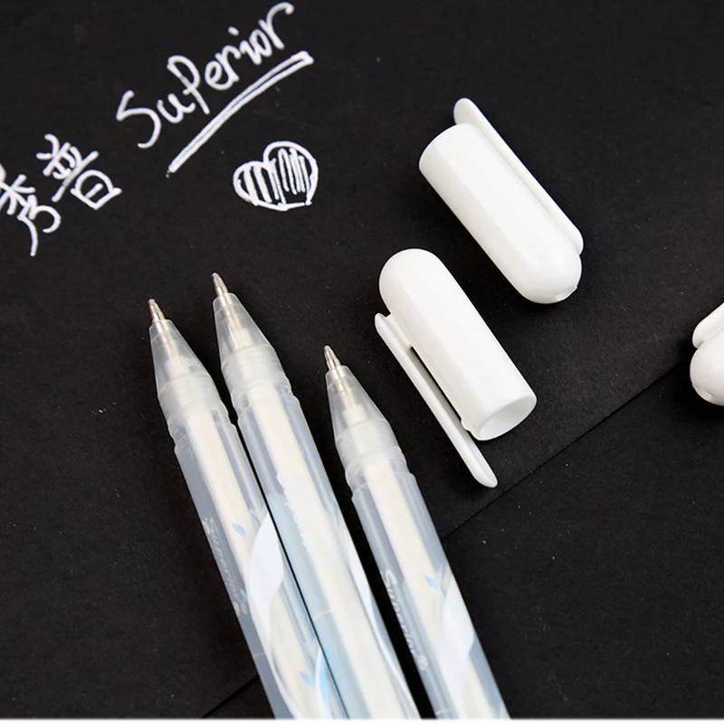 

Superior 3/6/9 pcs/lot 0.8mm White Pen Sketch Fine Liner Pen Scribble Pen Paint Design Art Markers School Writing Supplies
