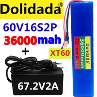 60v 16s2p 36ah 18650 li ion battery pack 67 2v 36000mah ebike electric bicycle scooter with bms 1000watt xt60 plug charger