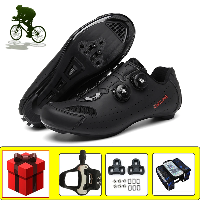 Professional Road Cycling Sneakers Add Pedals Wear-resistant Road Bike Shoes Breathable Self-locking Outdoor Racing Flat Shoes