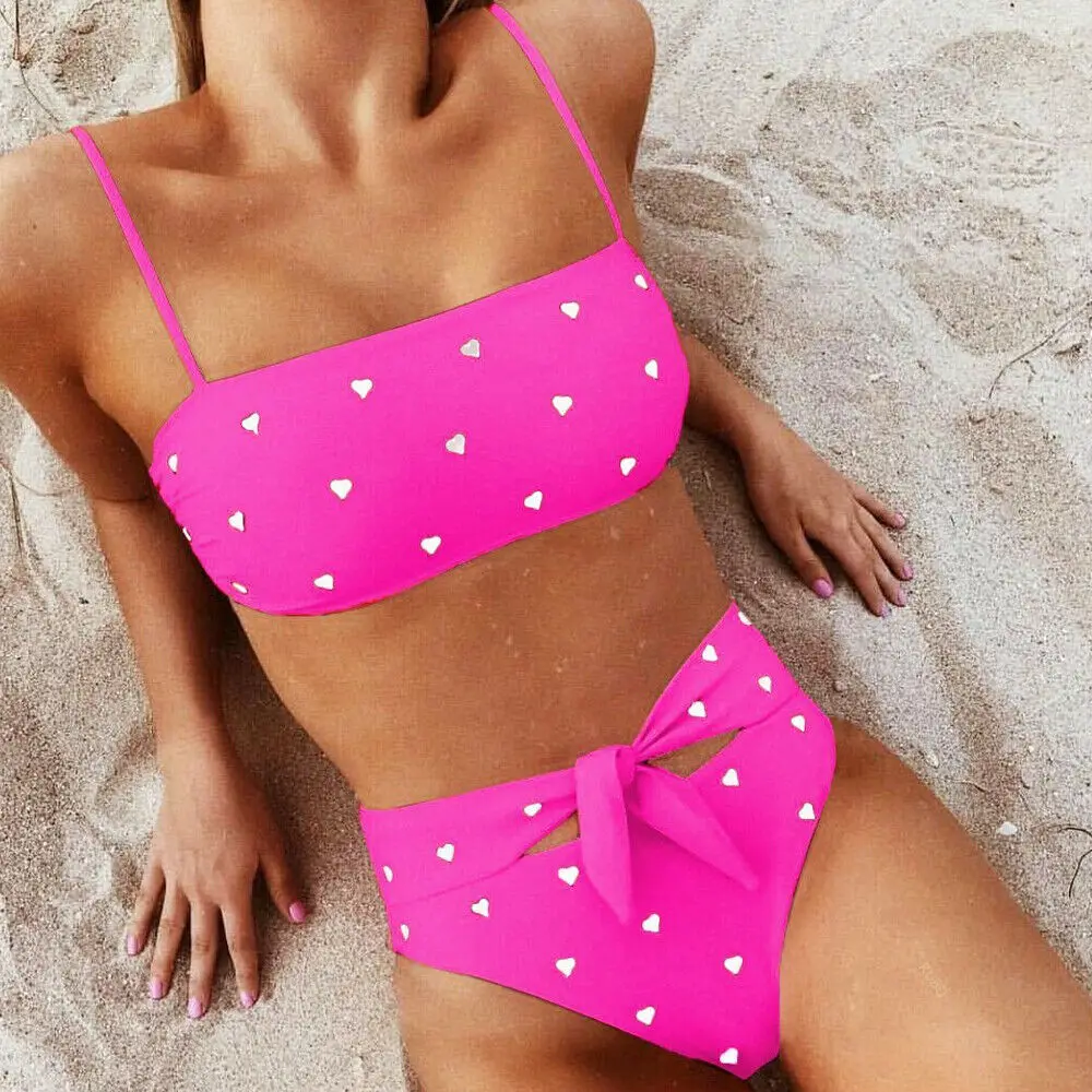 Женский купальный костюм на бретелях-спагетти бюстгальтер с пятнистым принтом в