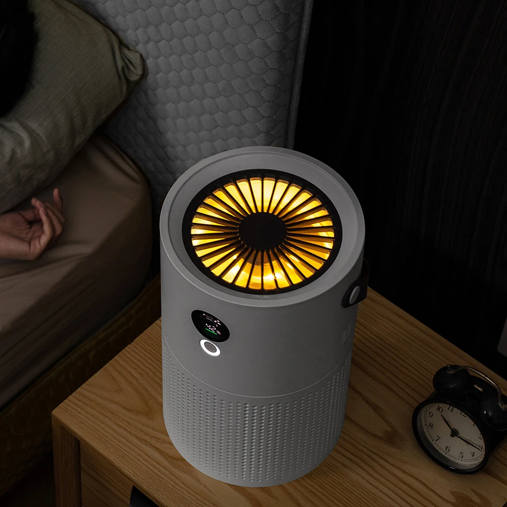 White Dolphin AP01 Smart Dispaly  Night light Rechargeable Air cleaner HEPA Filters Desktop Purifier with  Air Purifier For Home