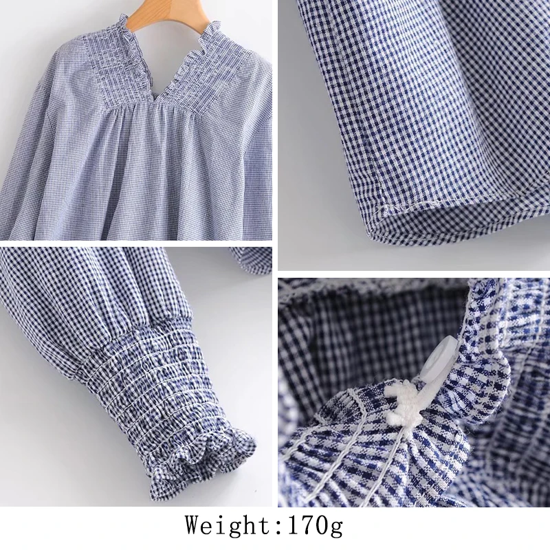 

HStar 2020 winter women striped shirts sweet slash neck casual female shirts fashion long sleeve blue red shirts