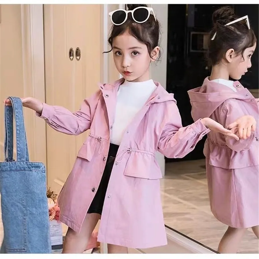 

Girls Long Jacket Coat solid Coat Girl Spring Autumn Children's Jacket Casual Style Kids Clothes Girl 6 8 10 12 13