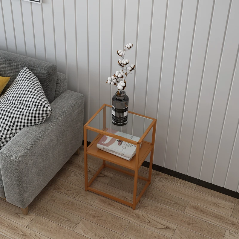 

Прикроватный столик в скандинавском стиле из кованого железа, для спальни, роскошный простой современный журнальный столик из стекла, прик...