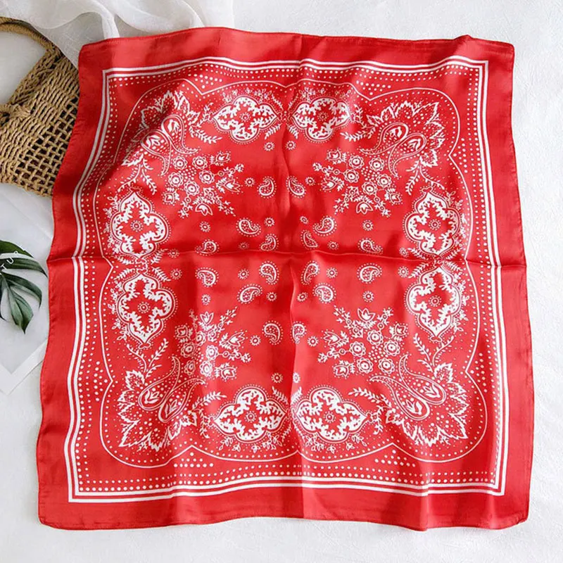 Цветочный принт квадратный шарф повязка на голову маленький шелковый для волос с