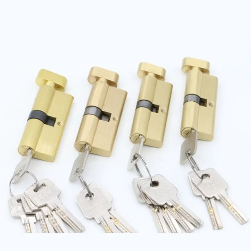 

Door Hardware Security 70 75MM Gold Cylinder Interior Room Door Lock Tongue Pressure Lock Handle Lock Key Brass Copper Lock
