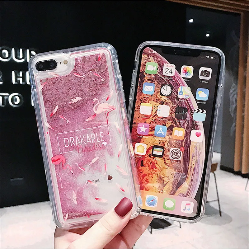 Роскошный блестящий чехол с жидким песком зыбучим фламинго для Xiaomi Redmi 7 6 26 дюйма