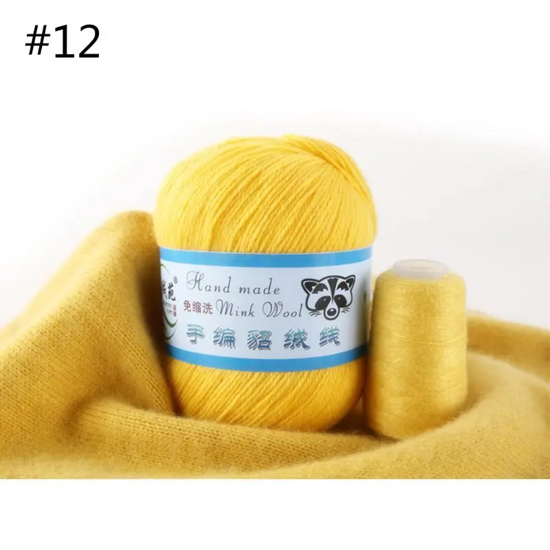 12 50g Soft Mink Wool Yarn Hand-knitted Luxury Cashmere Crochet Knitted Crochet Knitting Scarf M0XD - Color: 12