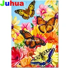 Картина из страз Juhua 5D сделай сам, полное покрытие, квадратные, Новое поступление, бабочки, цветы, алмазная вышивка, мозаика с цветами, настенное искусство