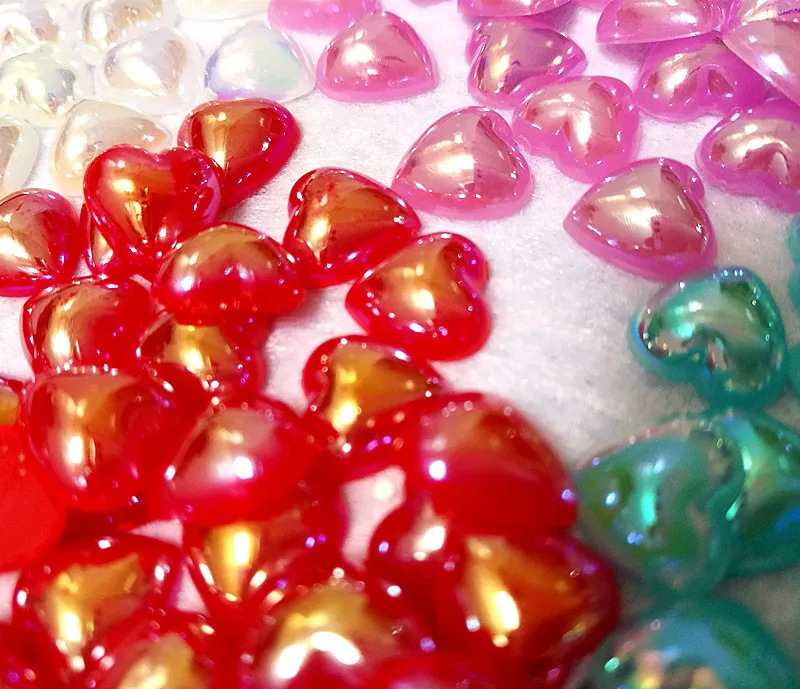 100pc 10mm resin abs shiny imitation heart flatback pearl beads for diy accessory jewelry making nail arts phone case decoration free global shipping