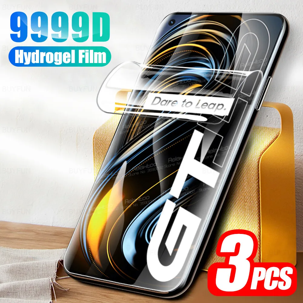 

3pcs Full Curved Soft Hydrogel Film For Oppo Realme GT 5G 6.43" Realmi Realmy G T RealmeGT Protective Screen Protector Not Glass