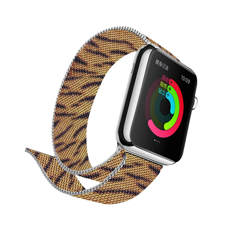 Желтый камуфляж Миланская петля ремешок спортивный для Iwatch серии 4 40 мм 44 мм браслет металлический ремешок для Apple Watch серии 2 42 мм 38