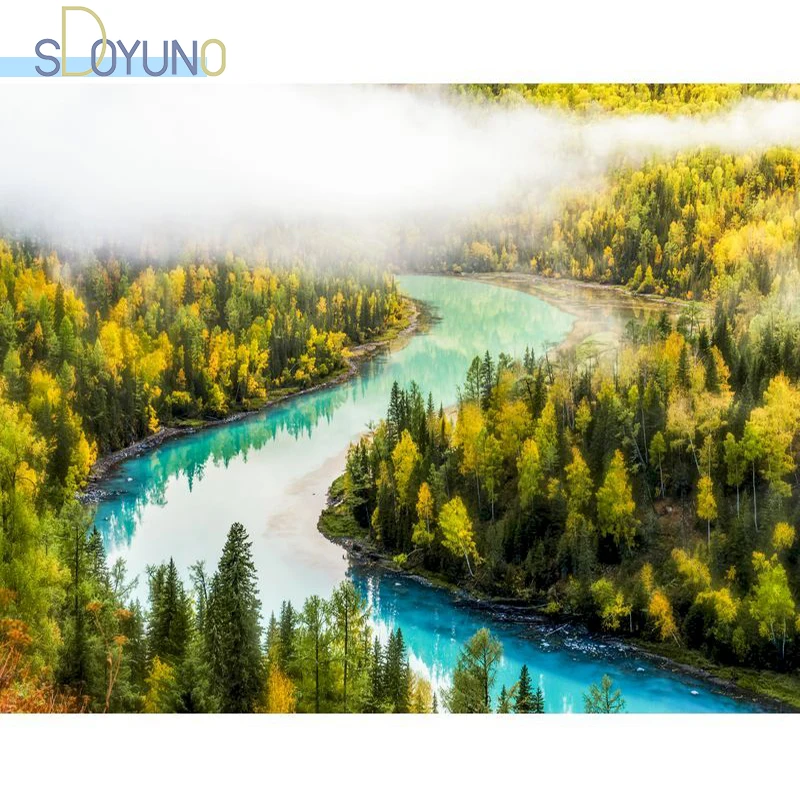 

SDOYUNO Frameless Oil Paint By Numbers Kits Landscape DIY 60X75cm Painting By Numbers Scenery Digital Hand Painting On Canvas