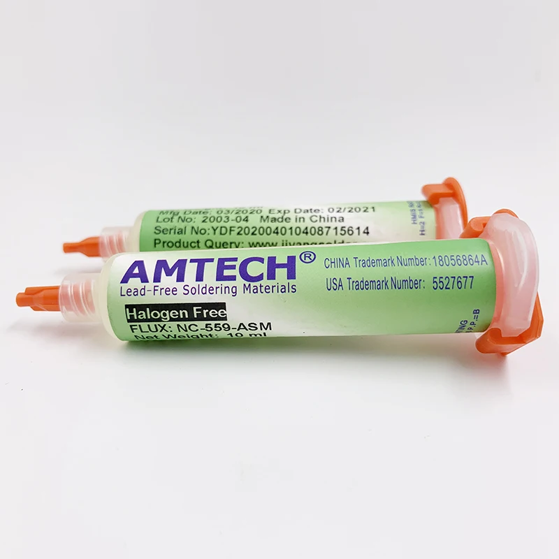 Паяльная паста AMTECH NC-559-ASM BGA PCB No-Clean с продвинутым масляным флюсом на 10cc для пайки и ремонта.