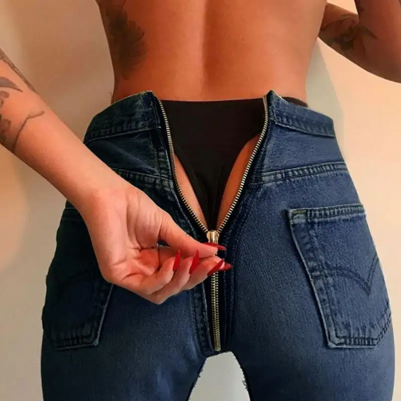 

New sexy back zipper small leg jeans
