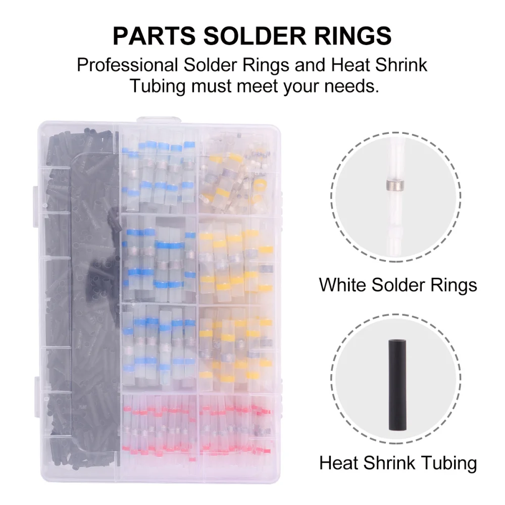 

600pcs Solder Rings Heat Shrink Tubing Simple Colorful Durable Solder Rings (25pcs Yellow, 60pcs Blue, 60pcs Red, 50pcs white,