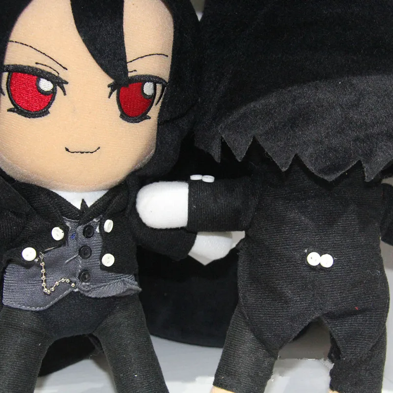 Черное аниме Батлер Себастьян и небесно-голубой курошицзи плюшевые игрушки