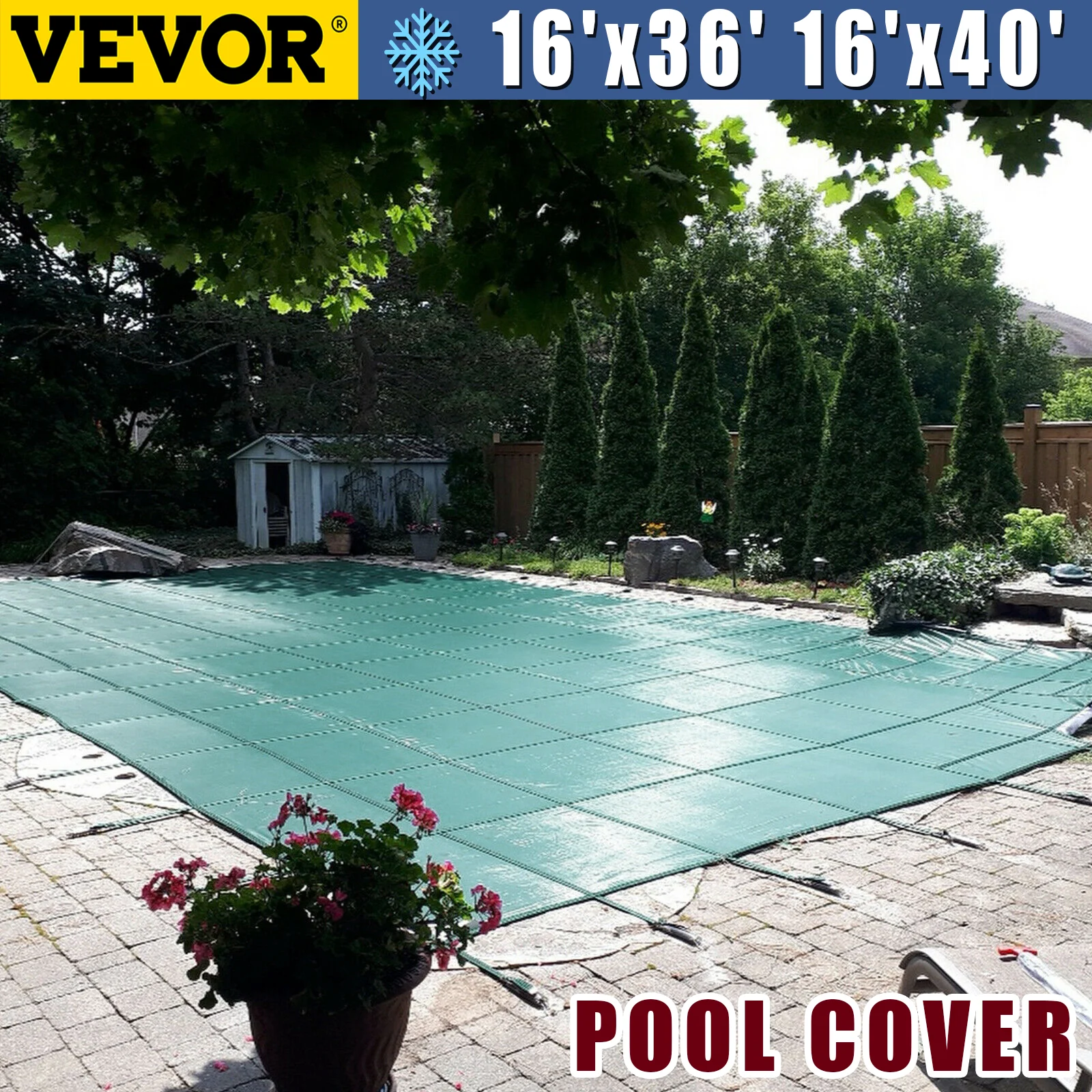 VEVOR-cubierta de seguridad rectangular para piscina, cubierta protectora para invierno, para el hogar-0