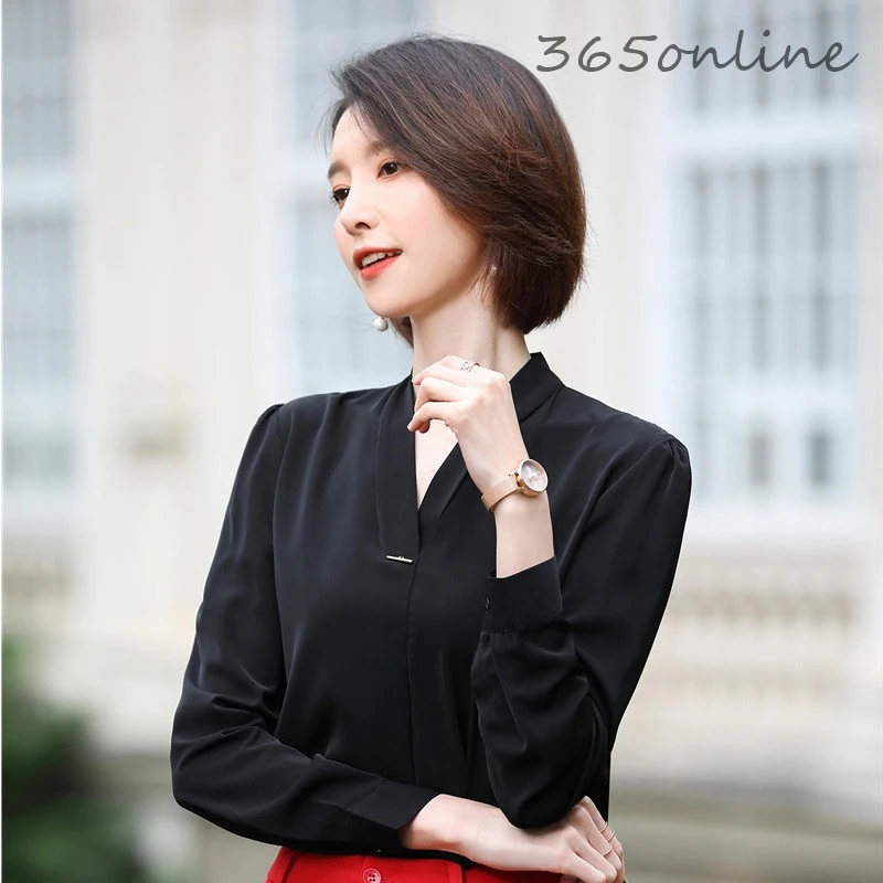 Новинка черные модные стильные женские блузки и рубашки Повседневная Блузка с