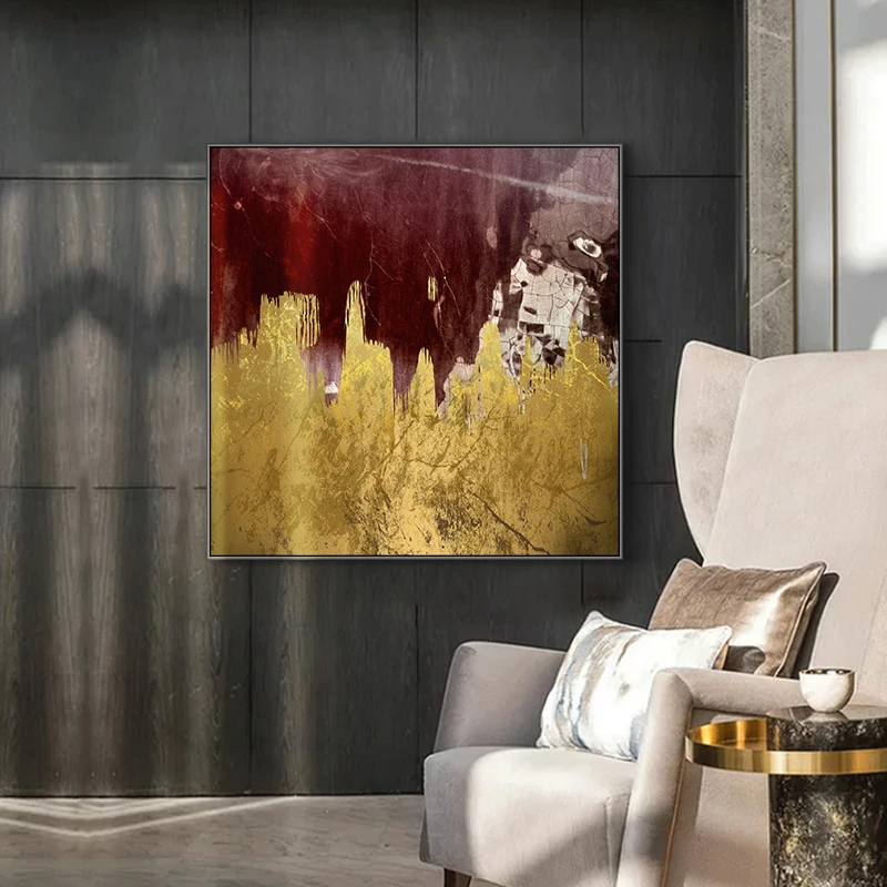 Северный золотой абстрактный пейзаж настенная живопись холст печать плакаты
