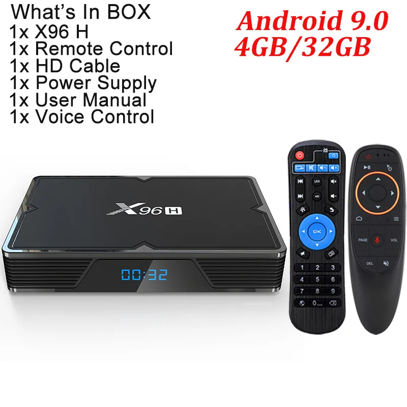 4G 32G Voice control X96H Smart tv BOX Android 9,0 4 ГБ 32 ГБ 64 Гб Allwinner H603 1080P 4K wifi медиаплеер Netflix Youtube 2 Гб 16 Гб телеприставка - Цвет: 4G 32G Voice control