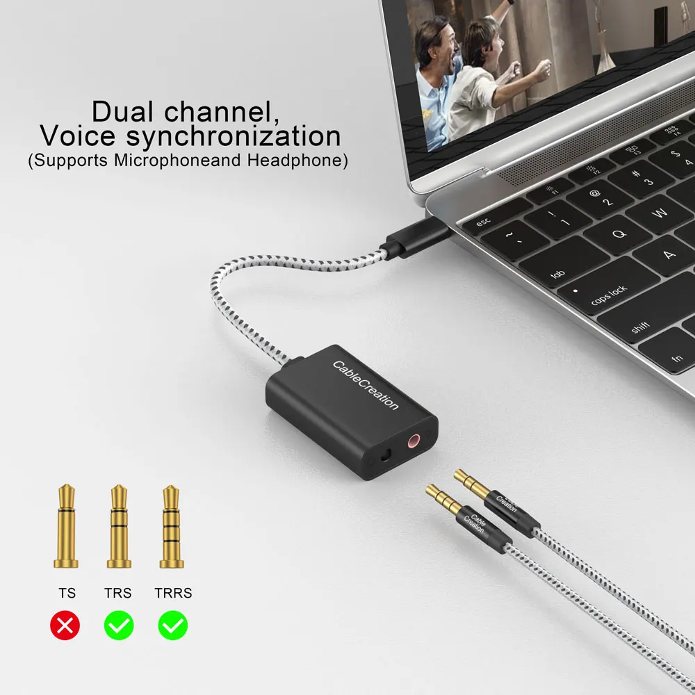 Звуковая карта CableCreation USB C внешний разъем 3 5 мм аудиоадаптер Type-C микрофон для