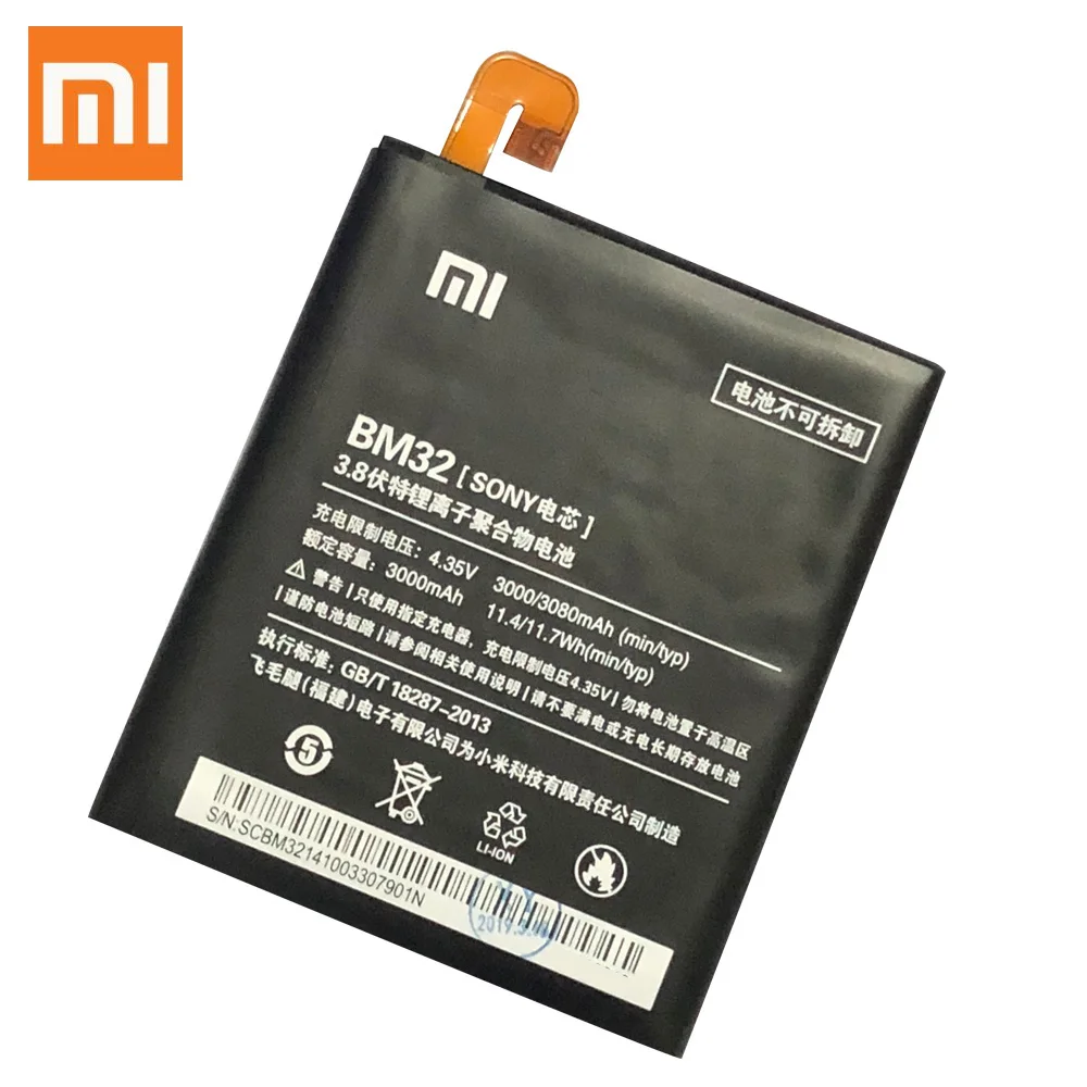 Оригинальный запасной аккумулятор для Xiaomi Mi 4 M4 Mi4 BM32 оригинальный телефона 3080 мАч