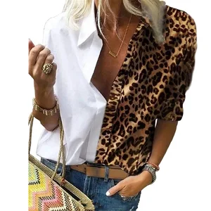 Women's Clothing Autumn and Winter New Fashion Women's Leopard Print Long Sleeve Loose Shirt Chiffon Shirt Plus Size S-5XL 10 item image