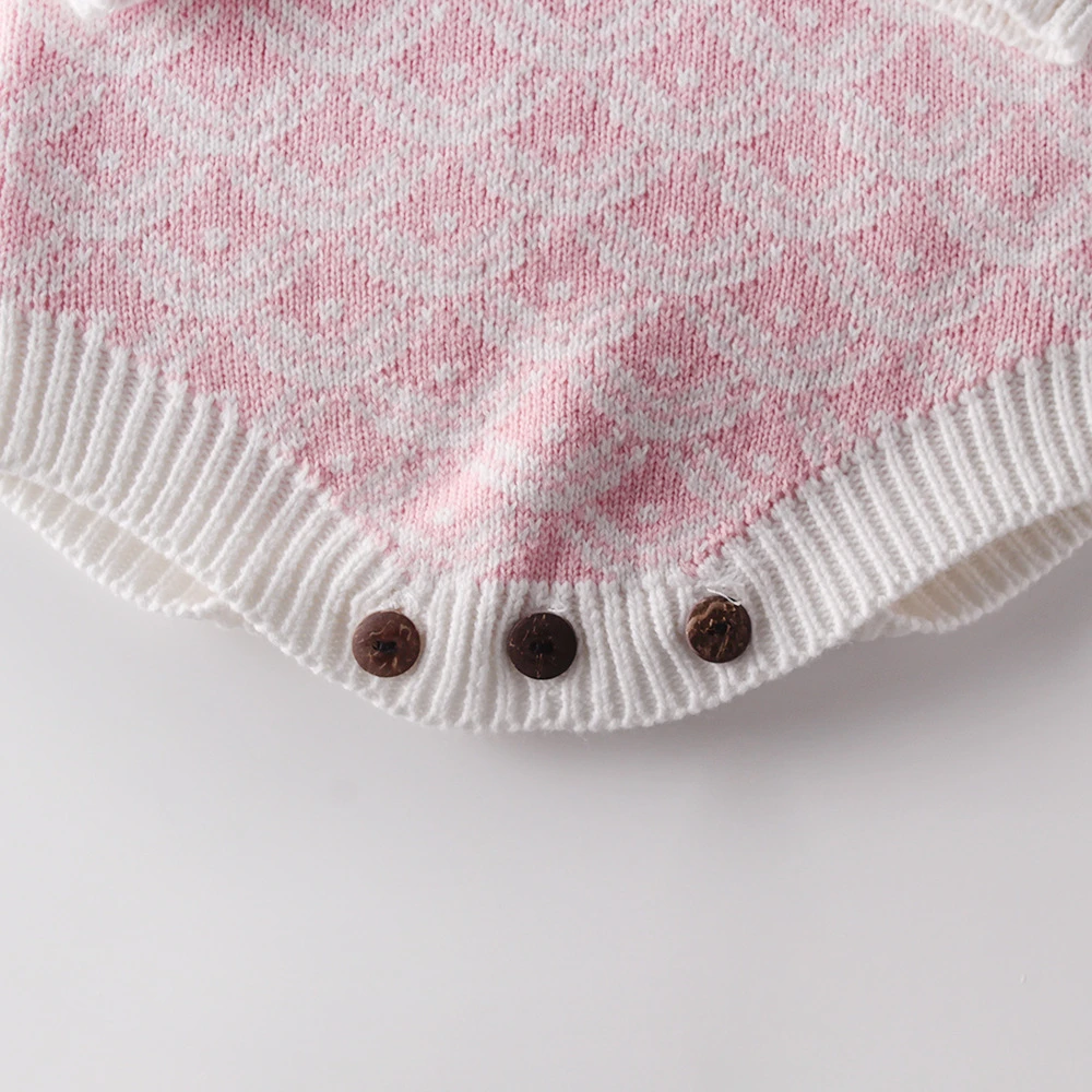 

Koodykids Baby Girl Knitted Bodysuits Spring Baby Girl Jumpersuits Knitting Rompers Clothes Pink Knitted Rompers New Autumn