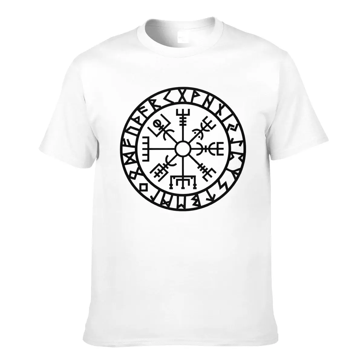 

Vegvisir Runes Viking Navigator T Shirt Futhark 100 Percent Cotton Man T-Shirt Big Printed Tshirt Casual