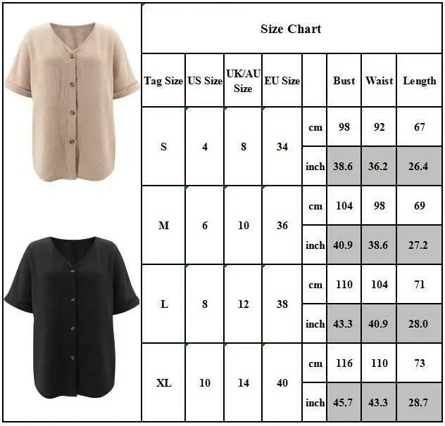 

Women's Shirts 2021 Summer V-neck Button-up T-Shirt Tunic Top Solid Casual Women Tops