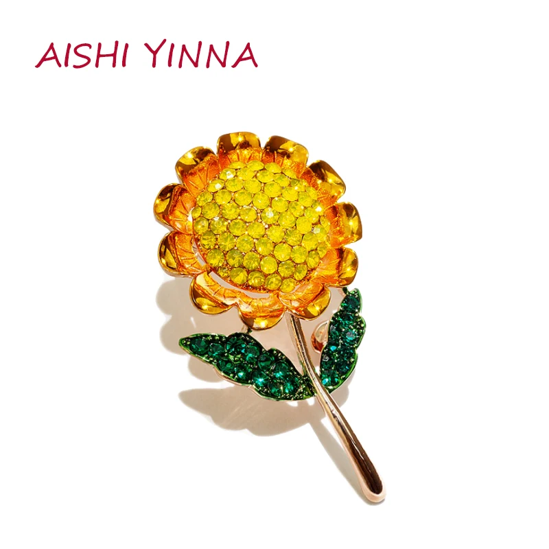 

AISHI YINNA Fashion Cartoon Simple Drip Enamel Alloy Sunflower Brooch Pin Women's Clothing Accessories Pin Accessories Gift