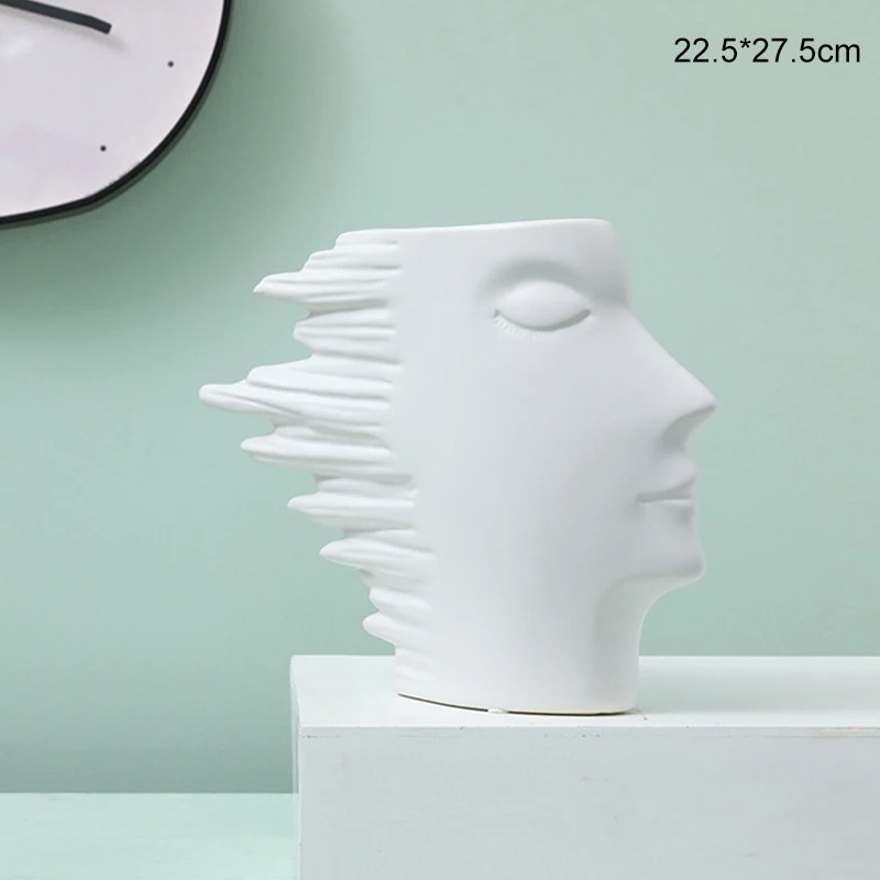 

Nordic Minimalist Ceramic Human Face Flower Vase Ornaments Home Decoration Figurines Plants Pots Desk Decor Abstrac Sculpture