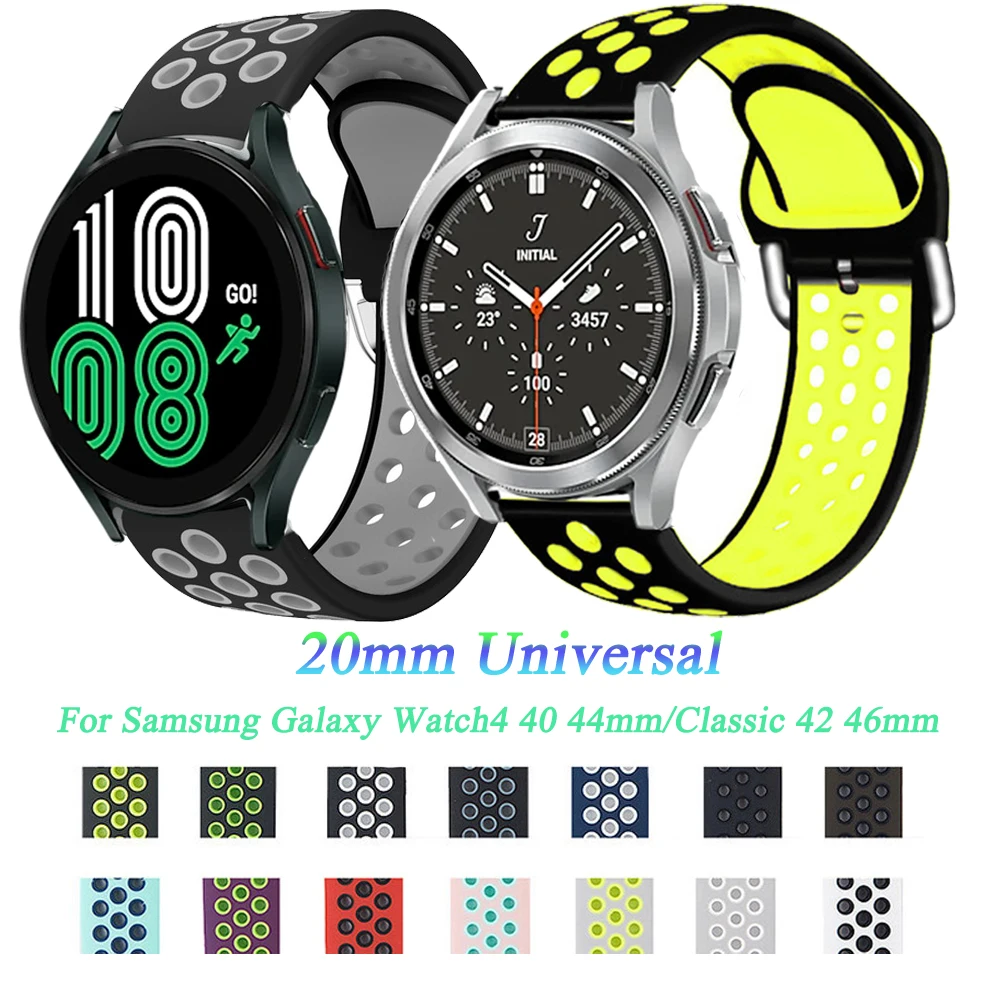 

Ремешок силиконовый для наручных часов, мягкий спортивный браслет для смарт-часов Samsung Galaxy Watch 4 40 44 мм/Watch 4 Classic 42 46 мм, 20 мм