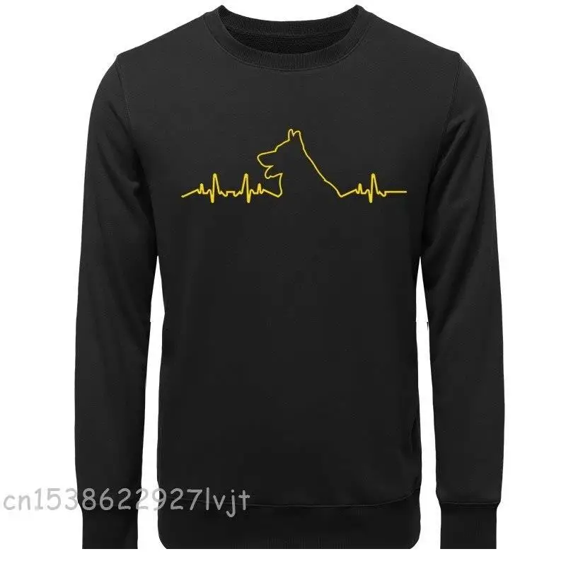 Толстовки с капюшоном для влюбленных немецкой овчарки и сердечного ритма