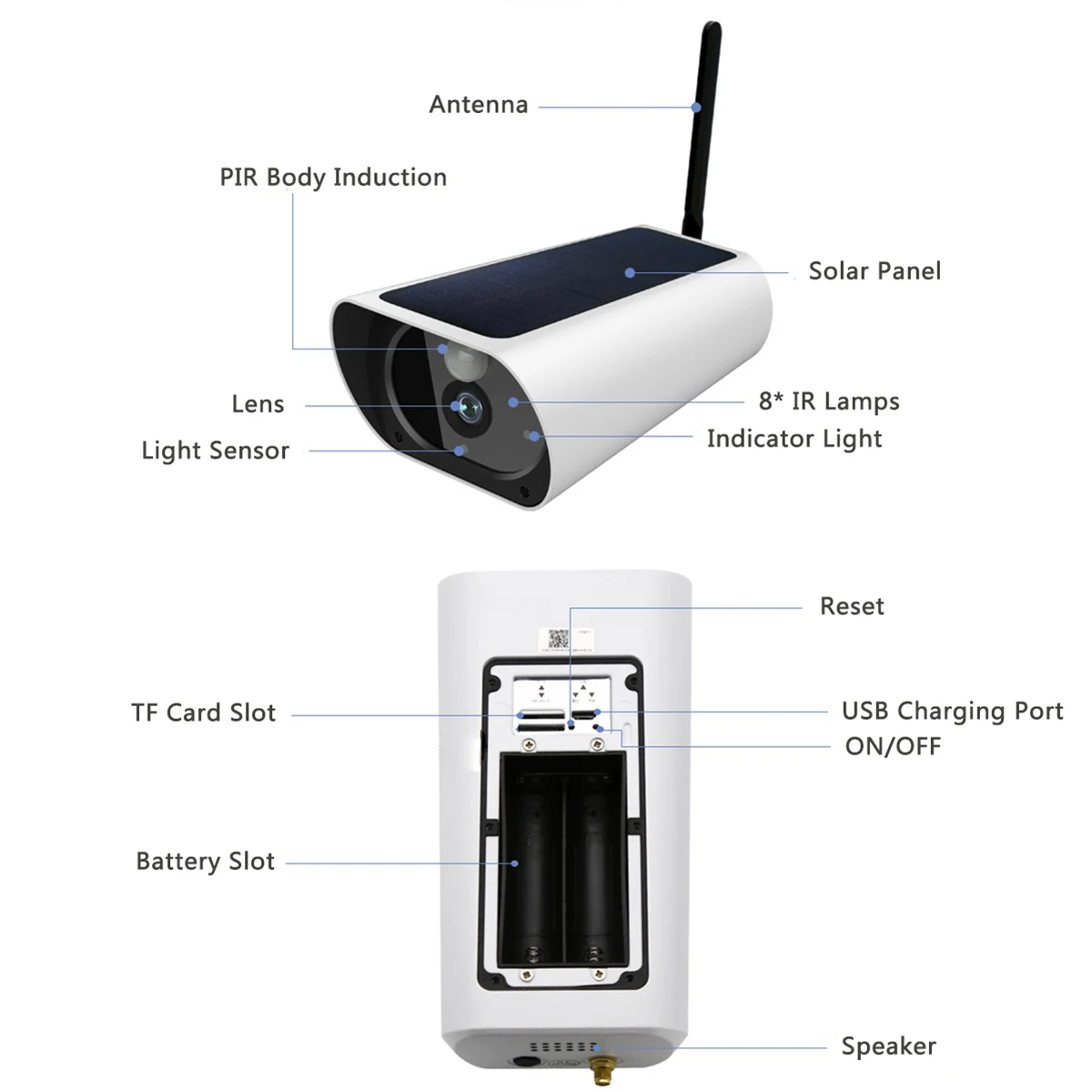 1080P Full HD камера видеонаблюдения на солнечной батарее, WiFi ip-камера, уличная камера безопасности с ИК-инфракрасным ночным видением