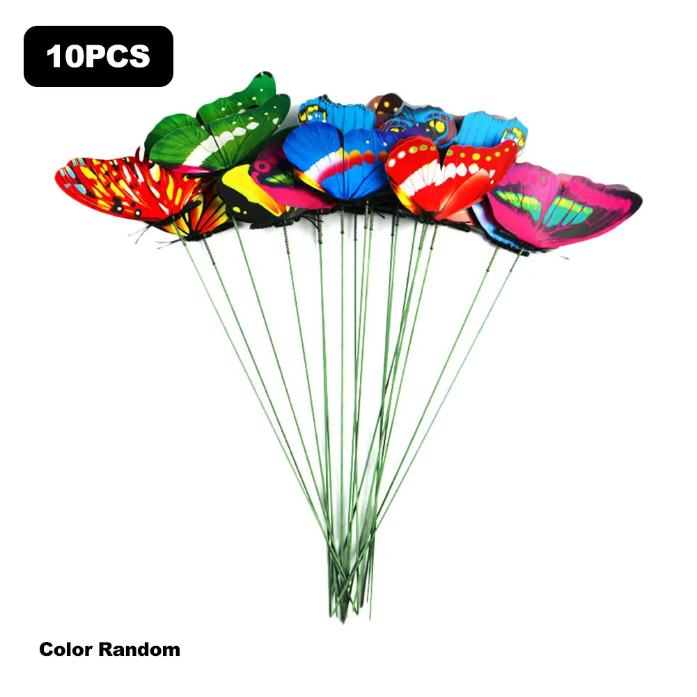 

10PCS Pole Butterfly Gardening Decoration Garden Flower Decoration 47 Color Garden Butterfly Decorations Home Decorations