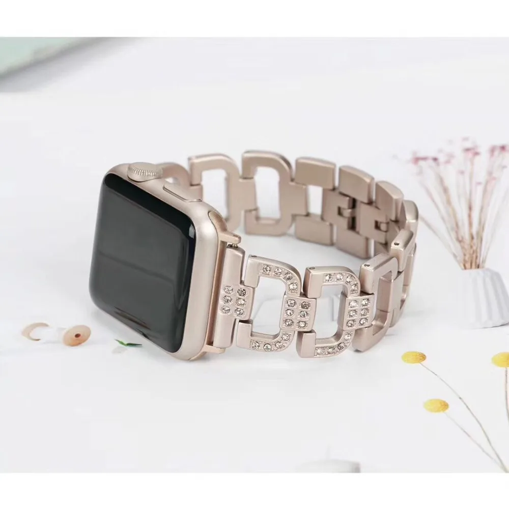 Ремешок для Apple Watch band 38 мм роскошный классический браслет с кристаллами IWatch SE 42 40