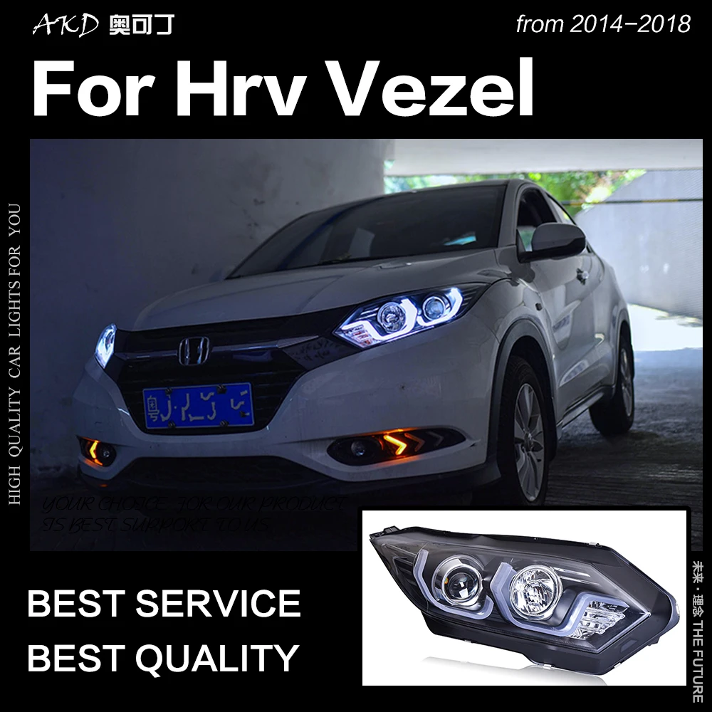 AKD автомобильный Стайлинг фары головного света для 2016up HRV Vezel светодиодный ные DRL