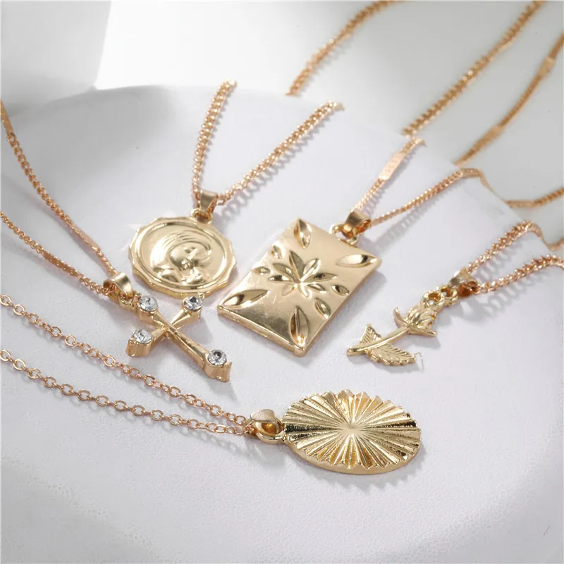 Винтажное женское ожерелье-чокер с несколькими слоями золотистого цвета